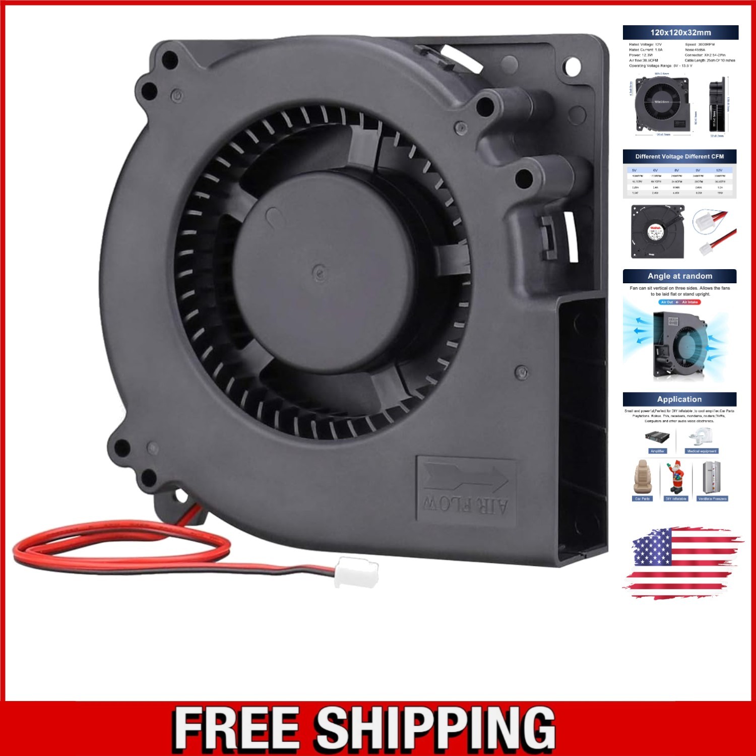 Versatile 120mm x 32mm 12V Brushless Fan - Ideal for DIY and Electronics Cooling