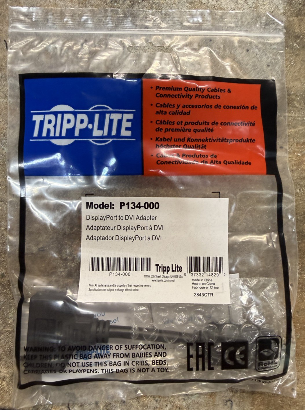 20X Tripp Lite P134-000 DisplayPort to DVI Adapter 6in New DP Male DVI-I Female