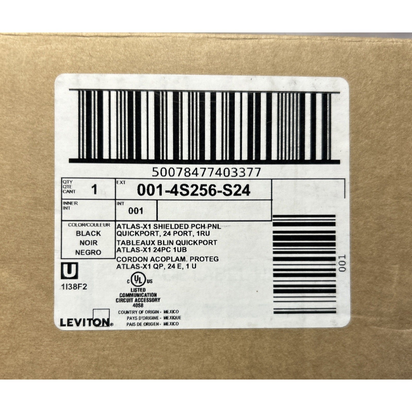 Leviton QuickPort Angled Patch Panel, 24-Port, 1RU, 4S256-S24, New In Box