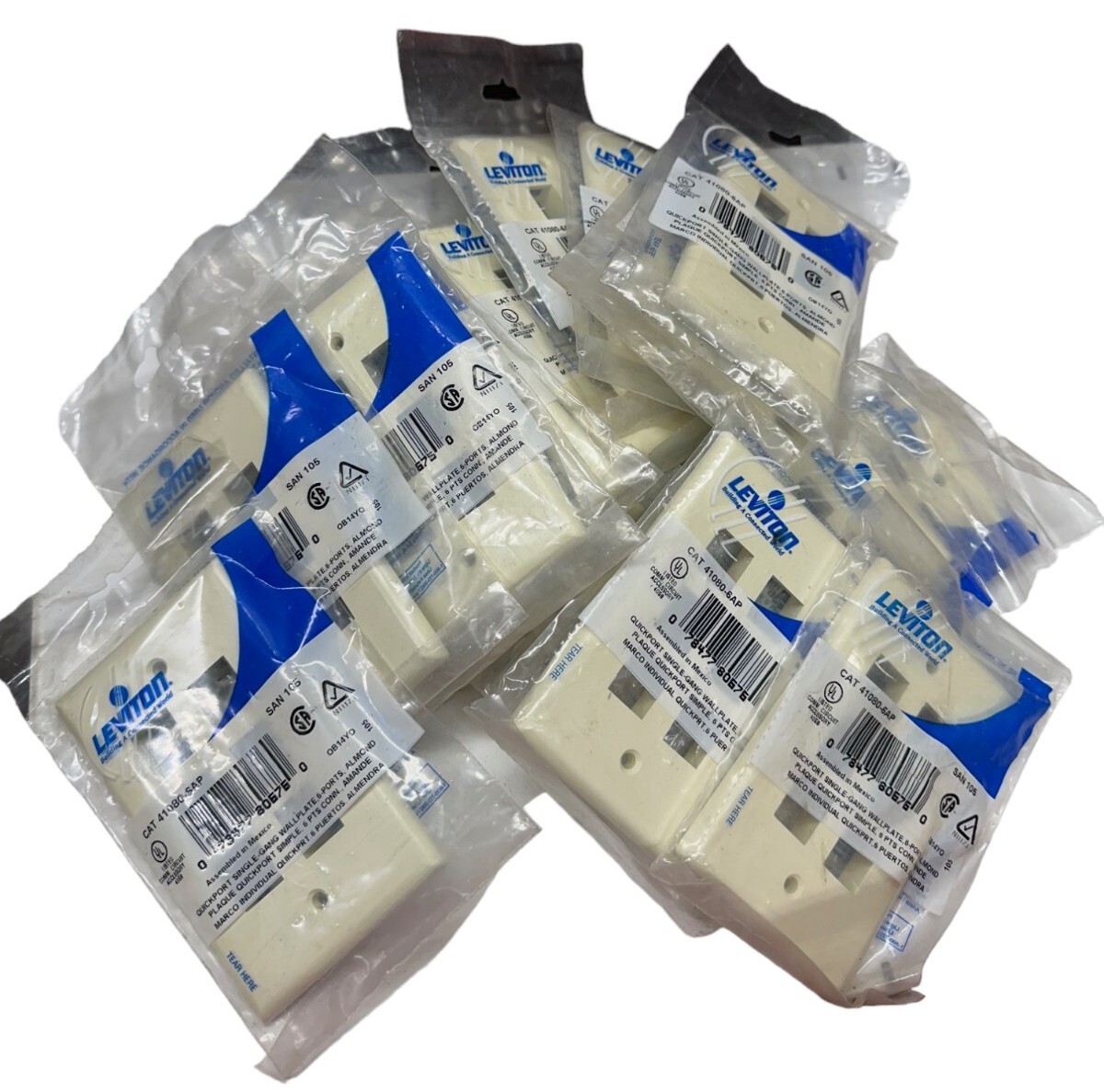 New Leviton 41080-6AP Single-Gang Wallplate 6-Ports Almond (LOT OF 16) 🔥