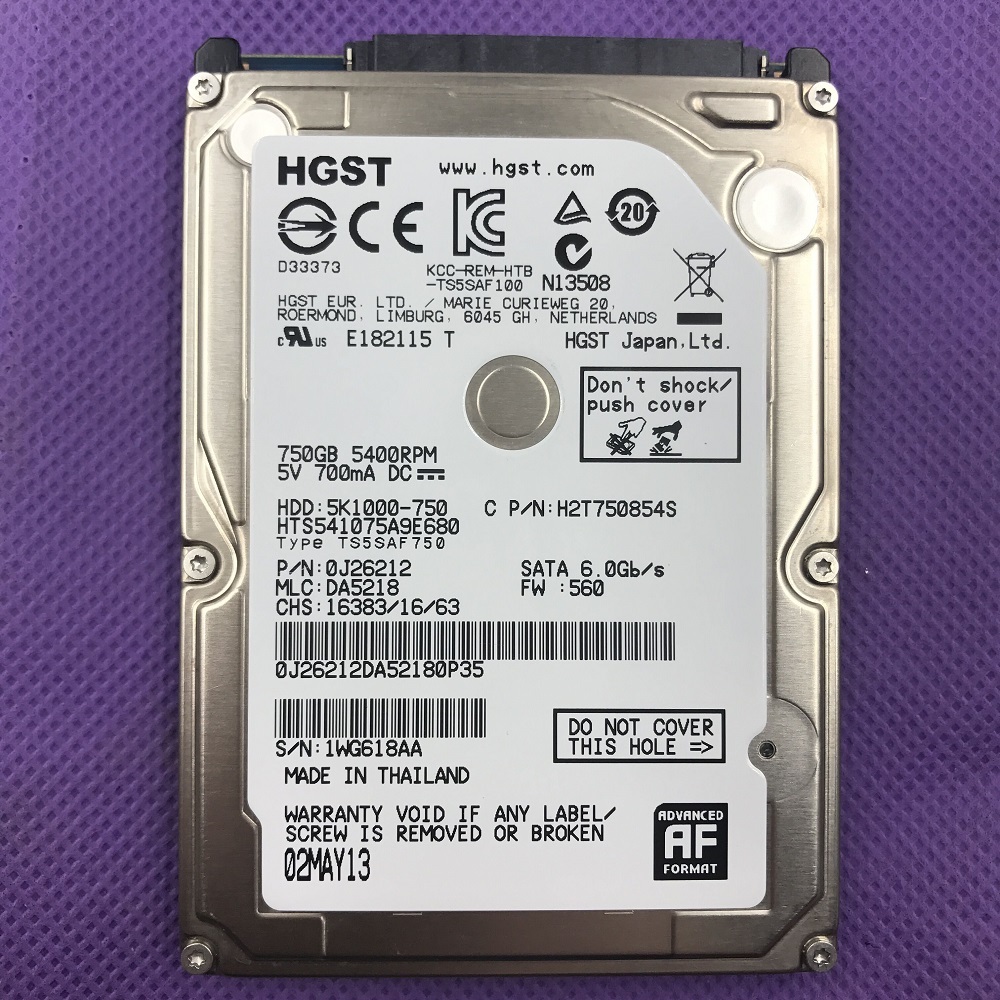 HTS541075A9E680 750GB 2.5" 5400RPM SATA Laptop Hard Drive