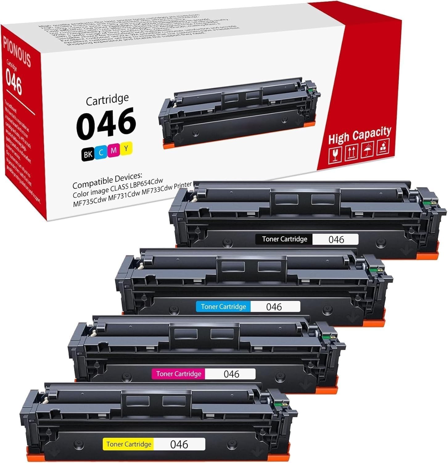 4x 046 Toner Cartridges for Canon imageCLASS MF731cdw MF735cdw MF733cdw LBP654Cd
