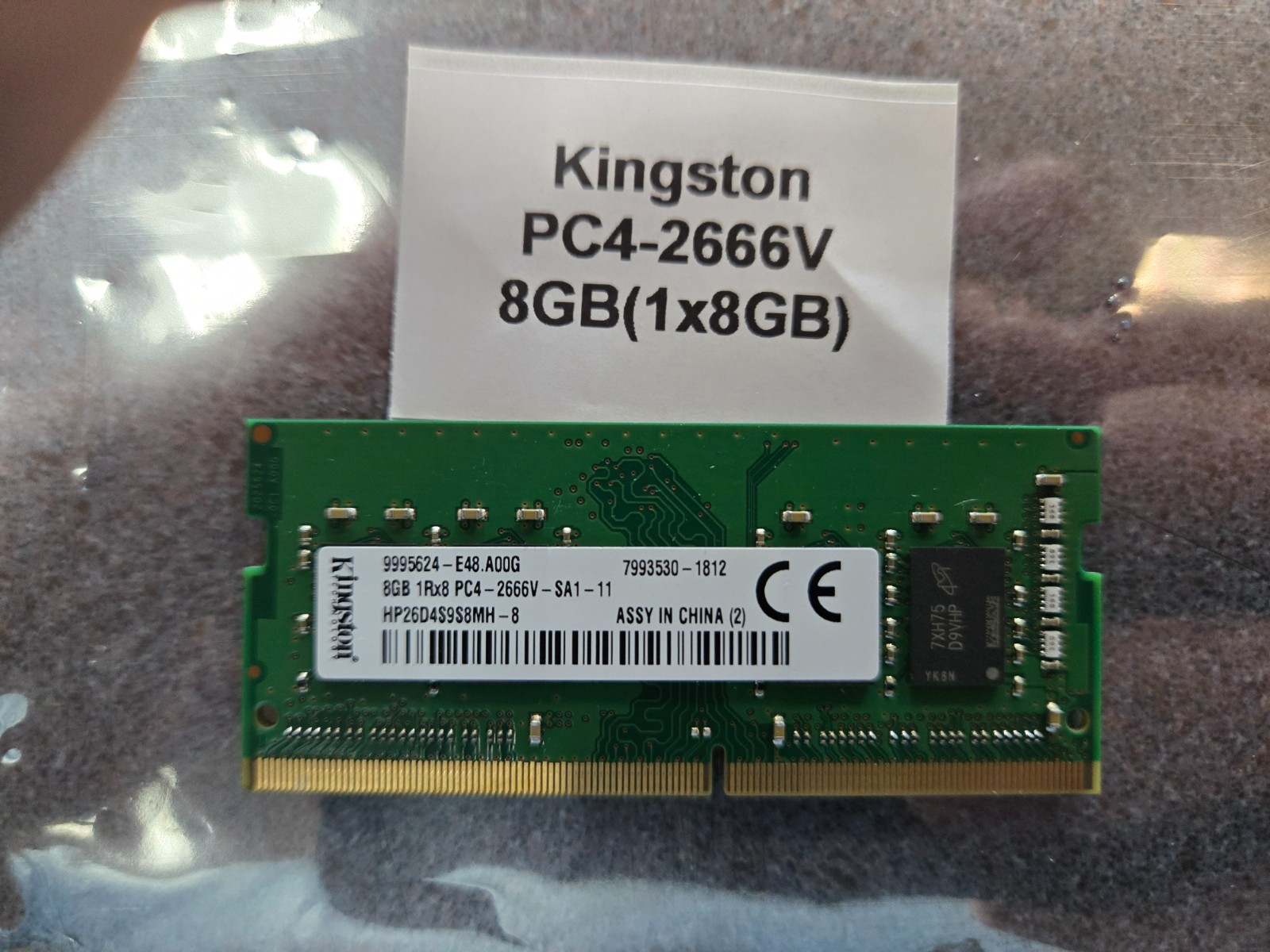 Kingston 8GB (Set 1 x 8gb)  Laptop RAM sodimm PC4-2666V