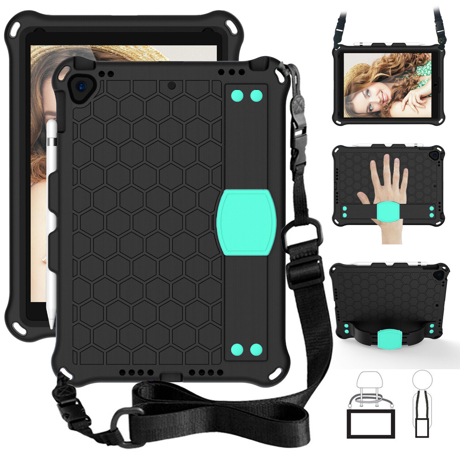 Shockproof Case for iPad 10 9 8 7 5 6th Air 5 4 Pro 11 Slim Rubber Strap Cover