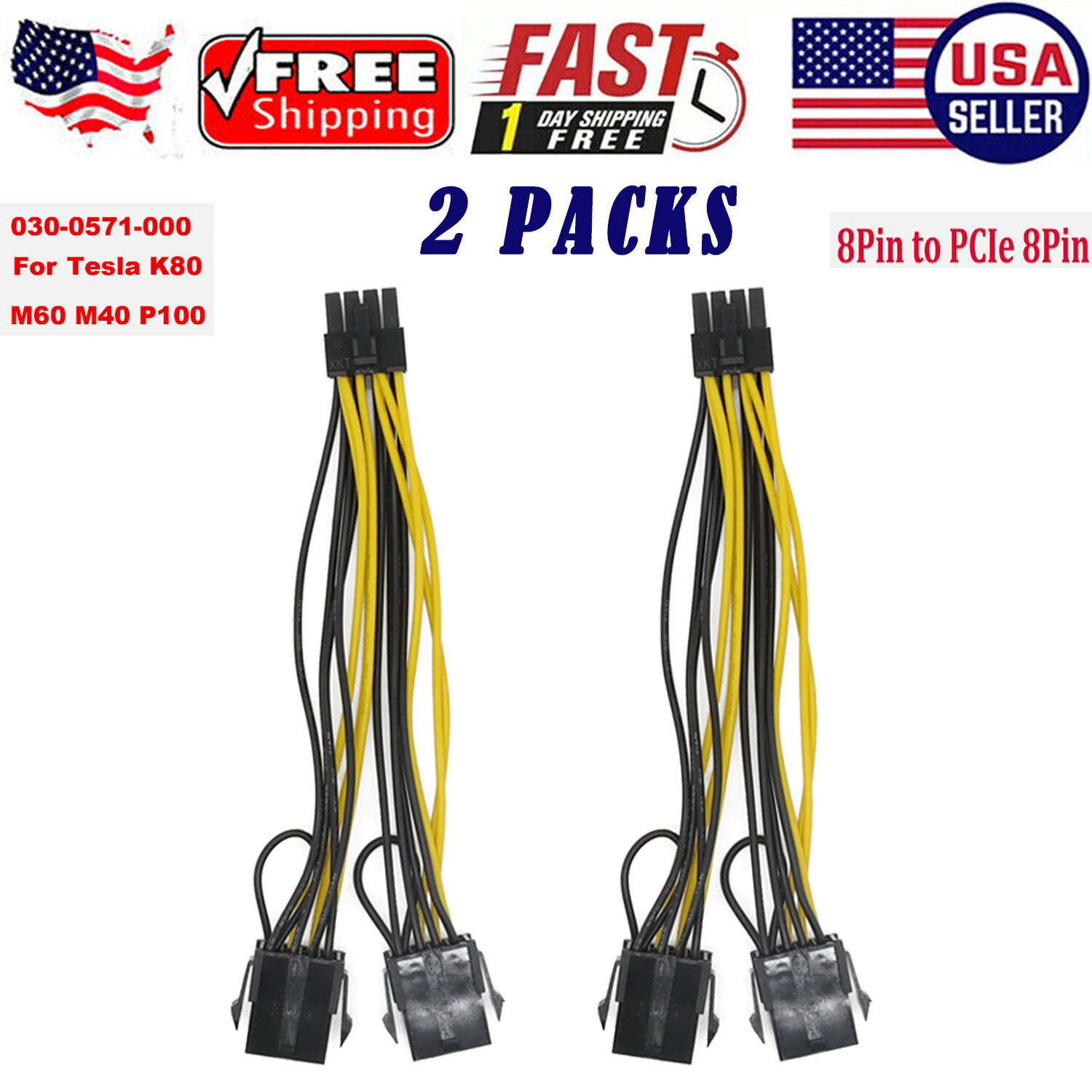 NVIDIA dual 8 to 8 Graphics Card Power Cable Tesla K80 M40 Grid M60 P40 P100 GPU