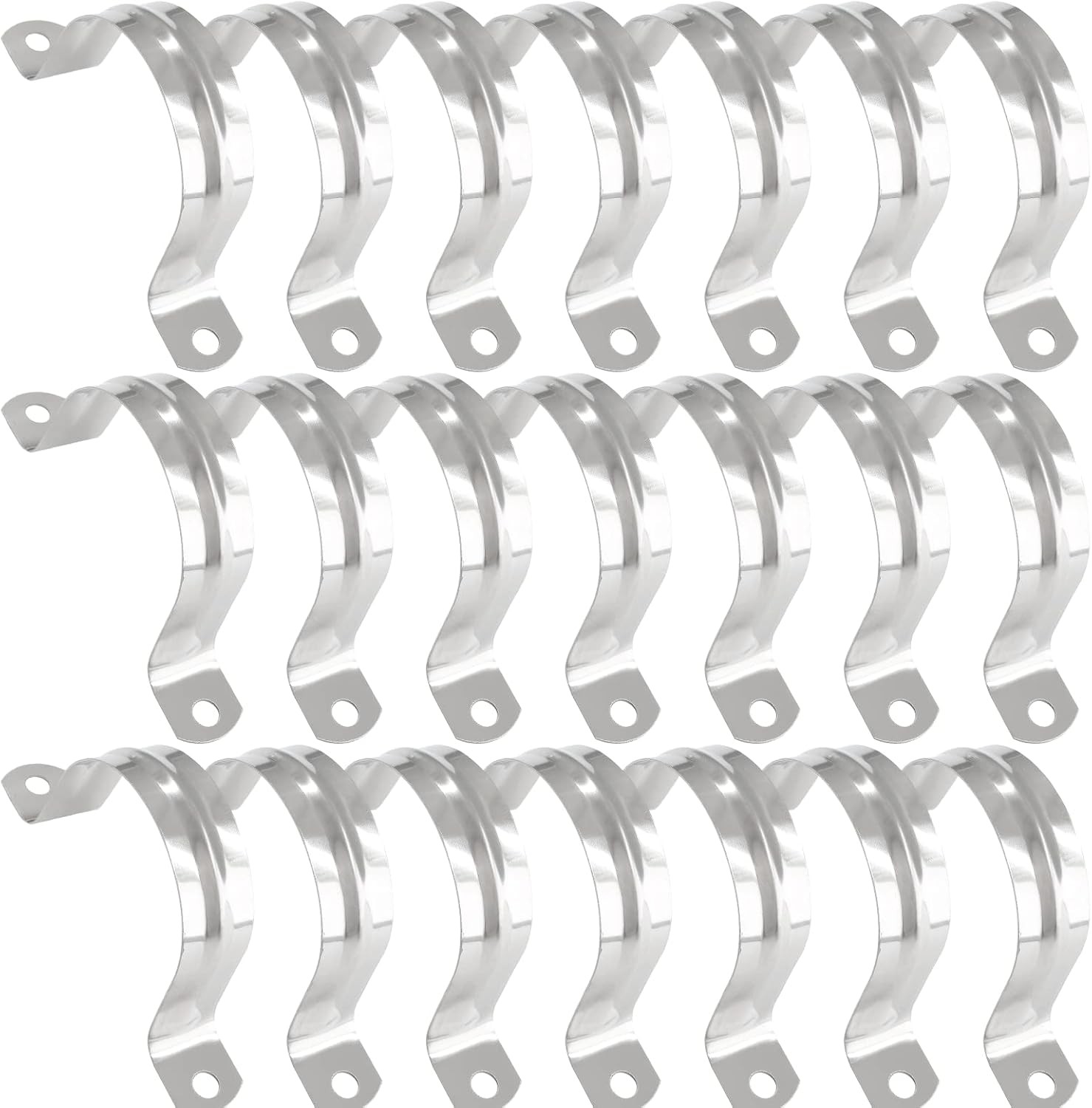 50 Pcs 2 Inch Stainless Steel Conduit Clamp, Two Hole U Bracket