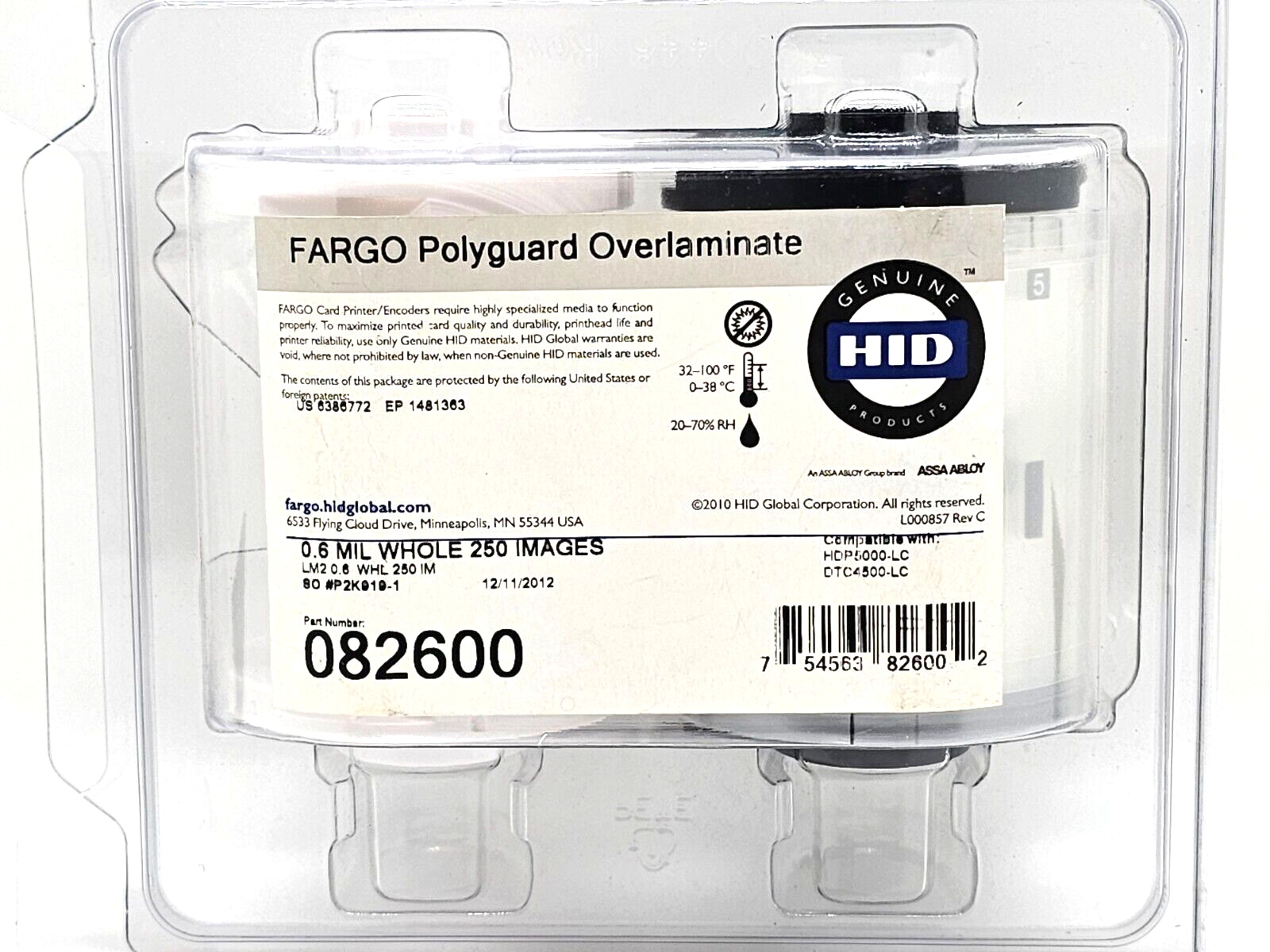 NEW HID 082600 Fargo Polyguard Overlaminate 0.6MIL Whole 250 Images