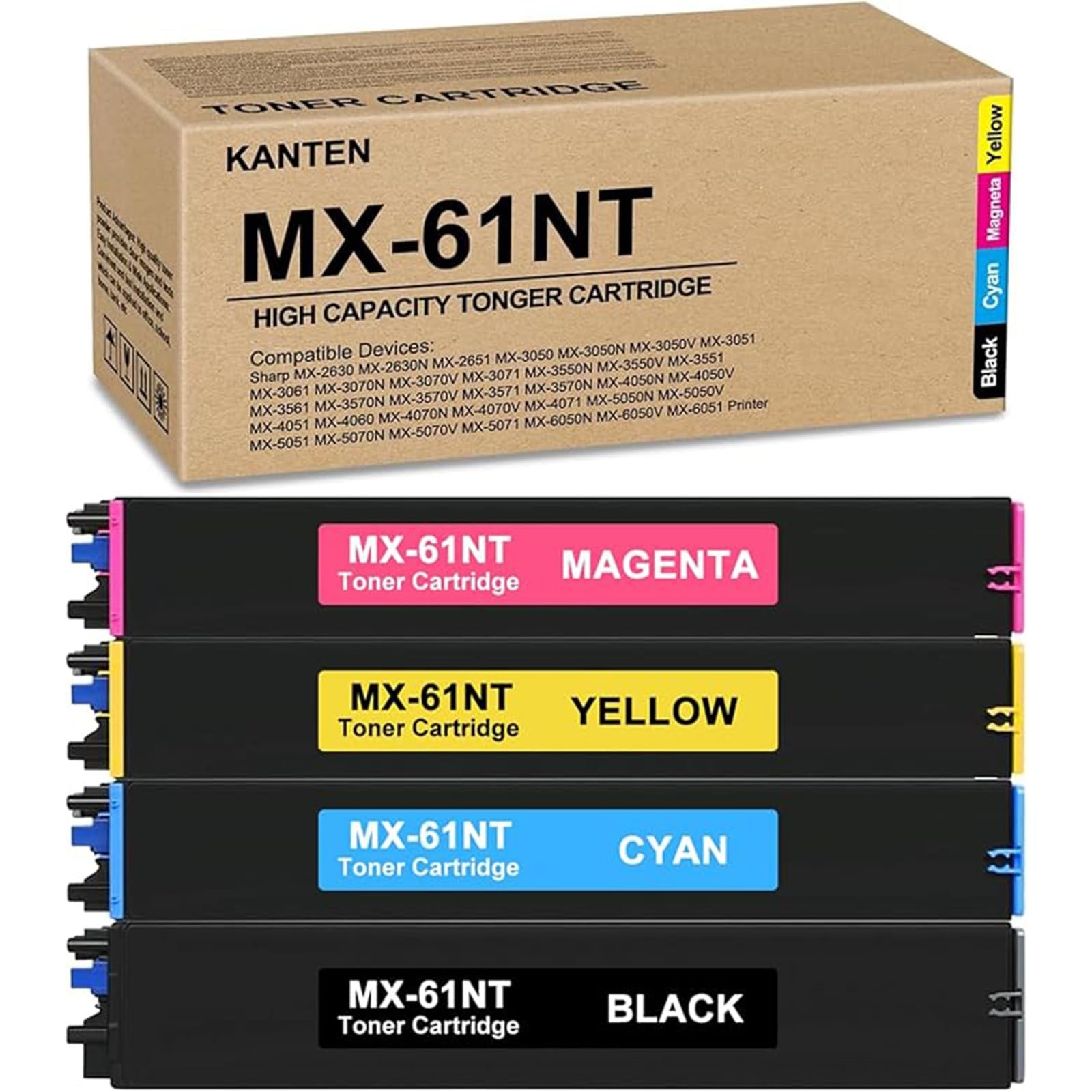 MX61NT MX-61NT Toner Cartridge 4 Medium, Black/Cyan/Magenta/Yellow
