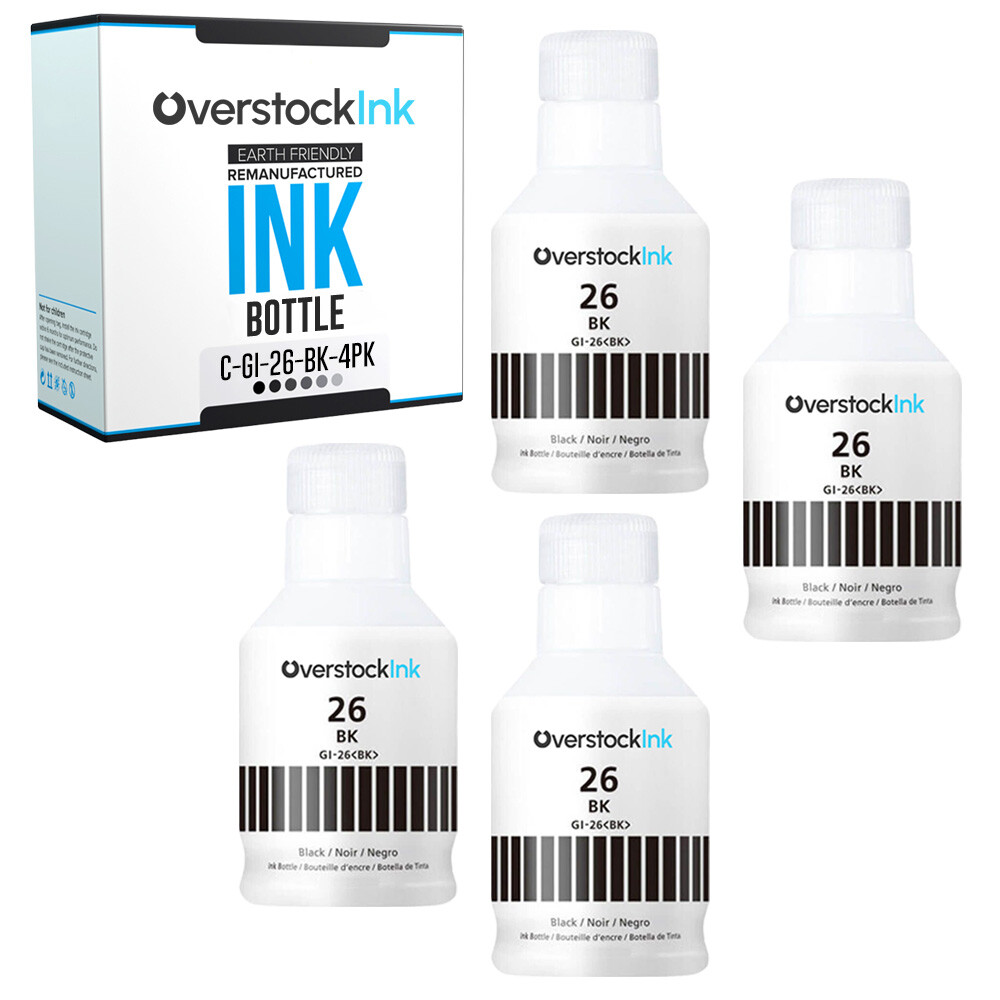 4-Pack Compatible OSI GI-26 Black Ink Refill for Canon MAXIFY GX6020 GX7020