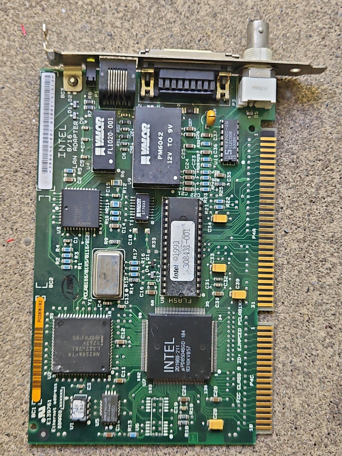 Vintage Intel EtherExpress 16 ISA Network Card RJ45 BNC AUI 308646-007 EJMPCED