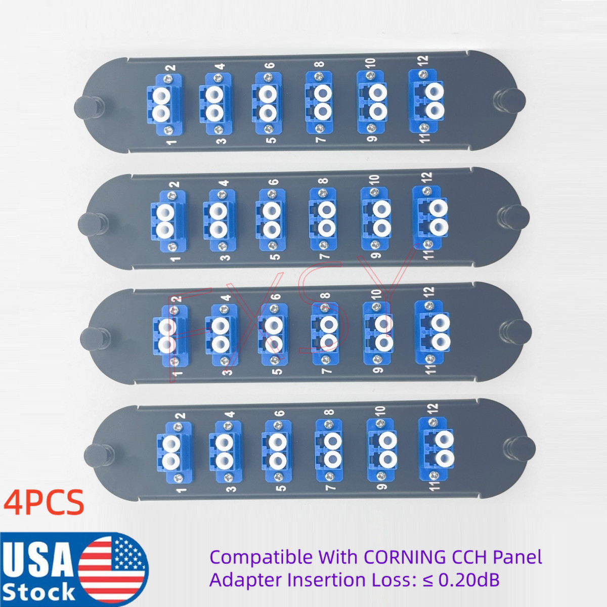 4PCS Fiber Optical Adapter Panel 6 LC Duplex Blue Compatible CORNING CCH-CP12-A9