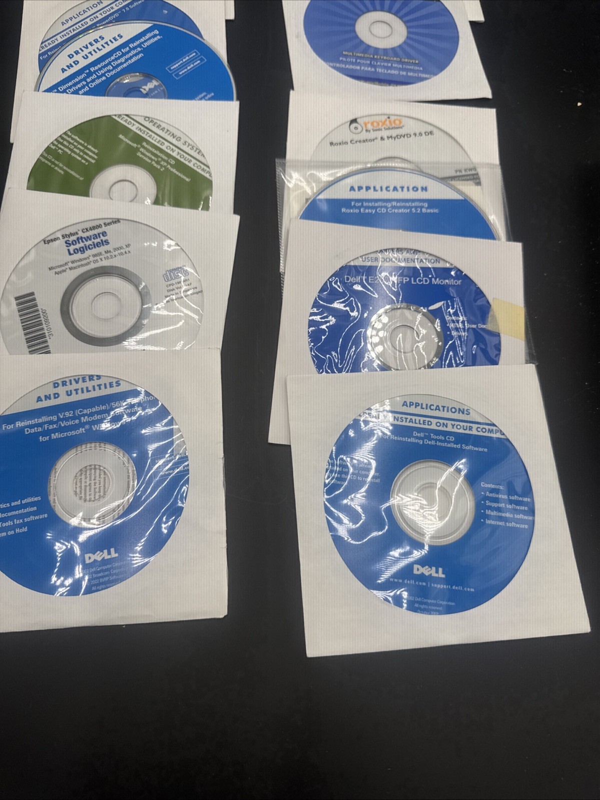 Vintage Lot of 10 Dell & OEM Recovery Driver Utility CDs - Roxio Epson BrandNew