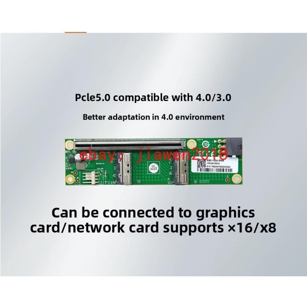 PCI-e 4.0 X16 to SFF-TA-1016 X8 MCIO Bifurcation Adapter Riser Card 75CM cable