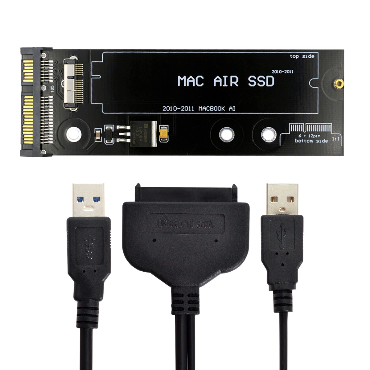 USB 3.0 to 12+6pin SSD HDD to SATA 22Pin Disk Drive for Mac Air 2010-2011 SSD