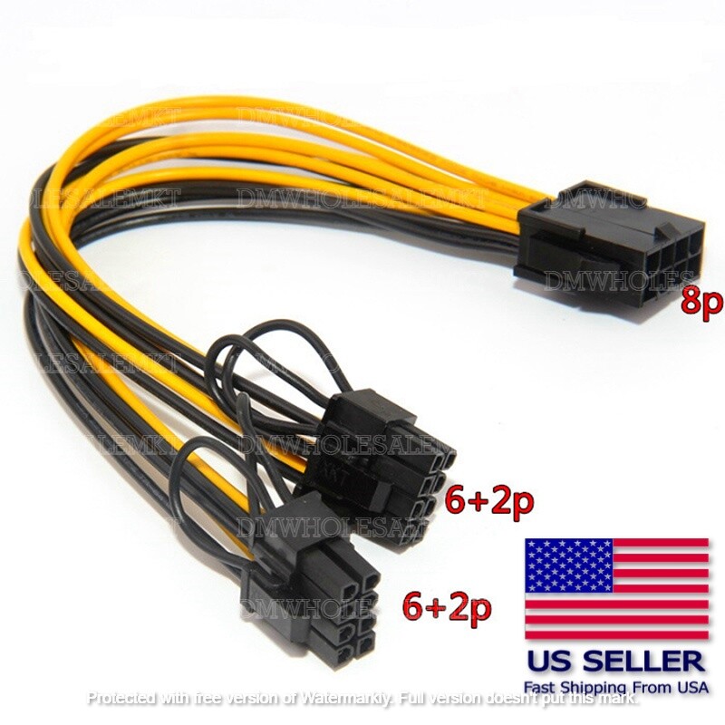 10 PACK 8 Pin to Dual 8 (6+2) Pin PCI-e Adapter Power Supply Cable VGA GPU 18g