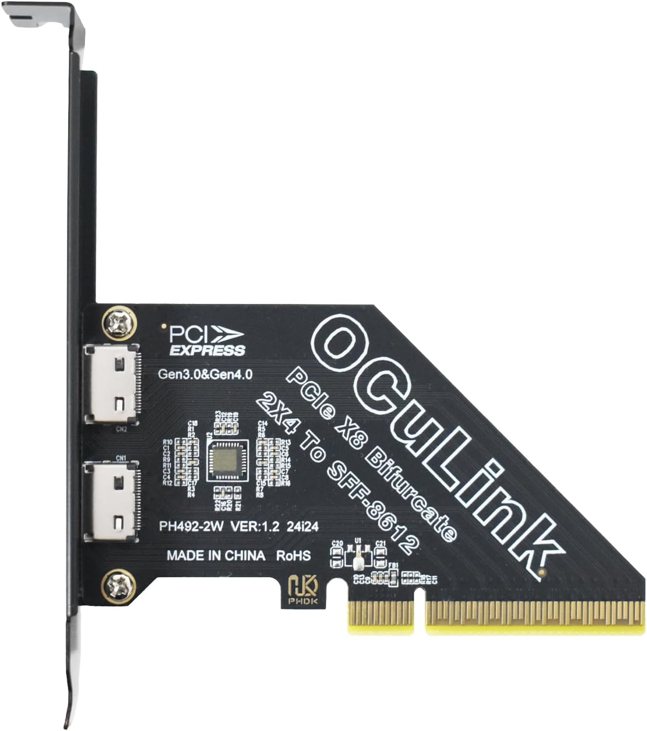PCIe 4.0x8 to Dual Oculink SFF-8612 External SFF8611 Adapter Card
