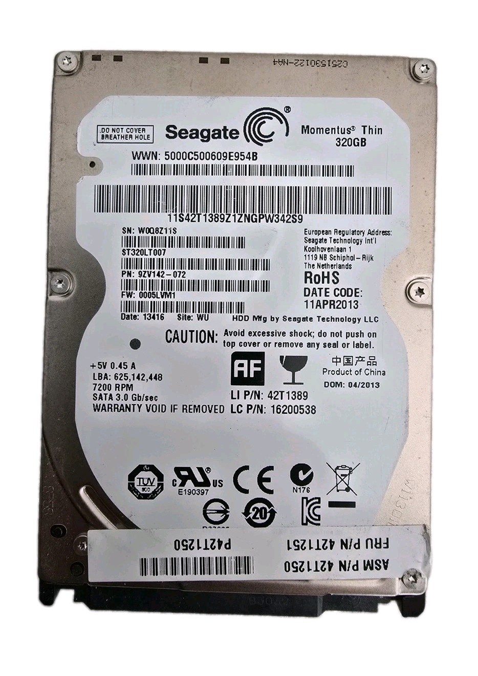 Seagate Momentus 320Gb Thin hard drive 3 Gb/sec ST320LT007