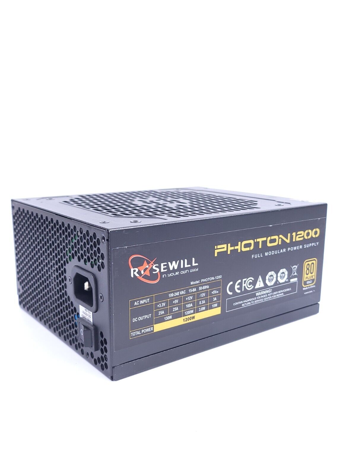 As Is No Power - Rosewill PHOTON-1200 1200 Watt 80 Plus Gold Gaming Power Supply