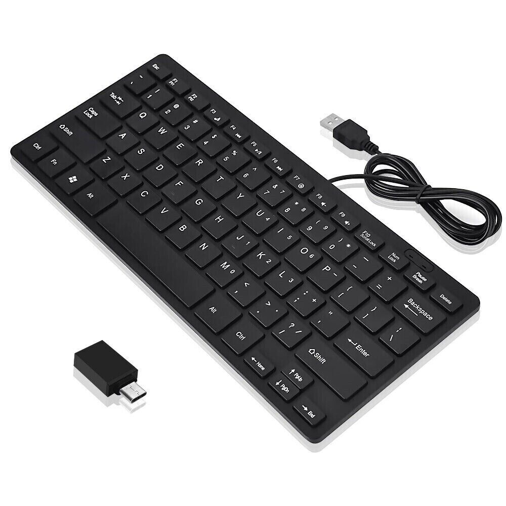 78 Keys Mini USB Wired Keyboard With Type-C OTG Adapter for PC Notebook Laptop