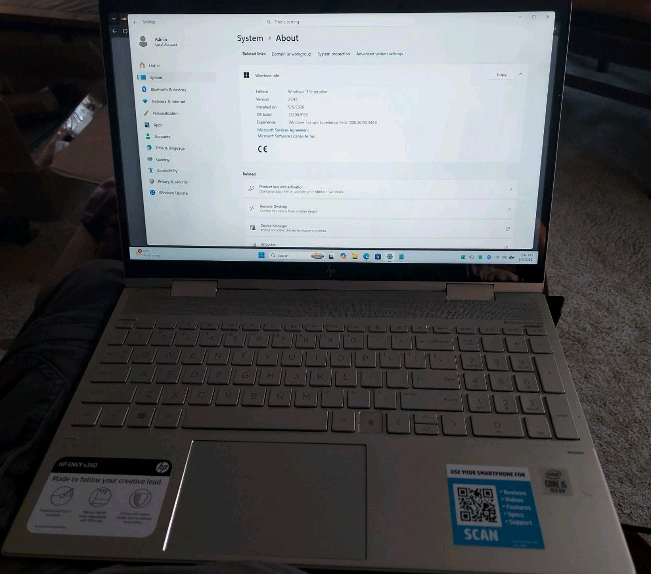 HP ENVY x360 CONVERTIBLE(15.6 inch (256GB i5 10th Gen 3.60GHz) Win 11 Enterprise