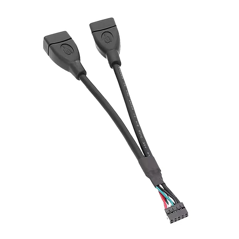 Dupont 2.0mm Mini 9Pin 10Pin Motherboard F Header To Dual USB F Adapter Cable 