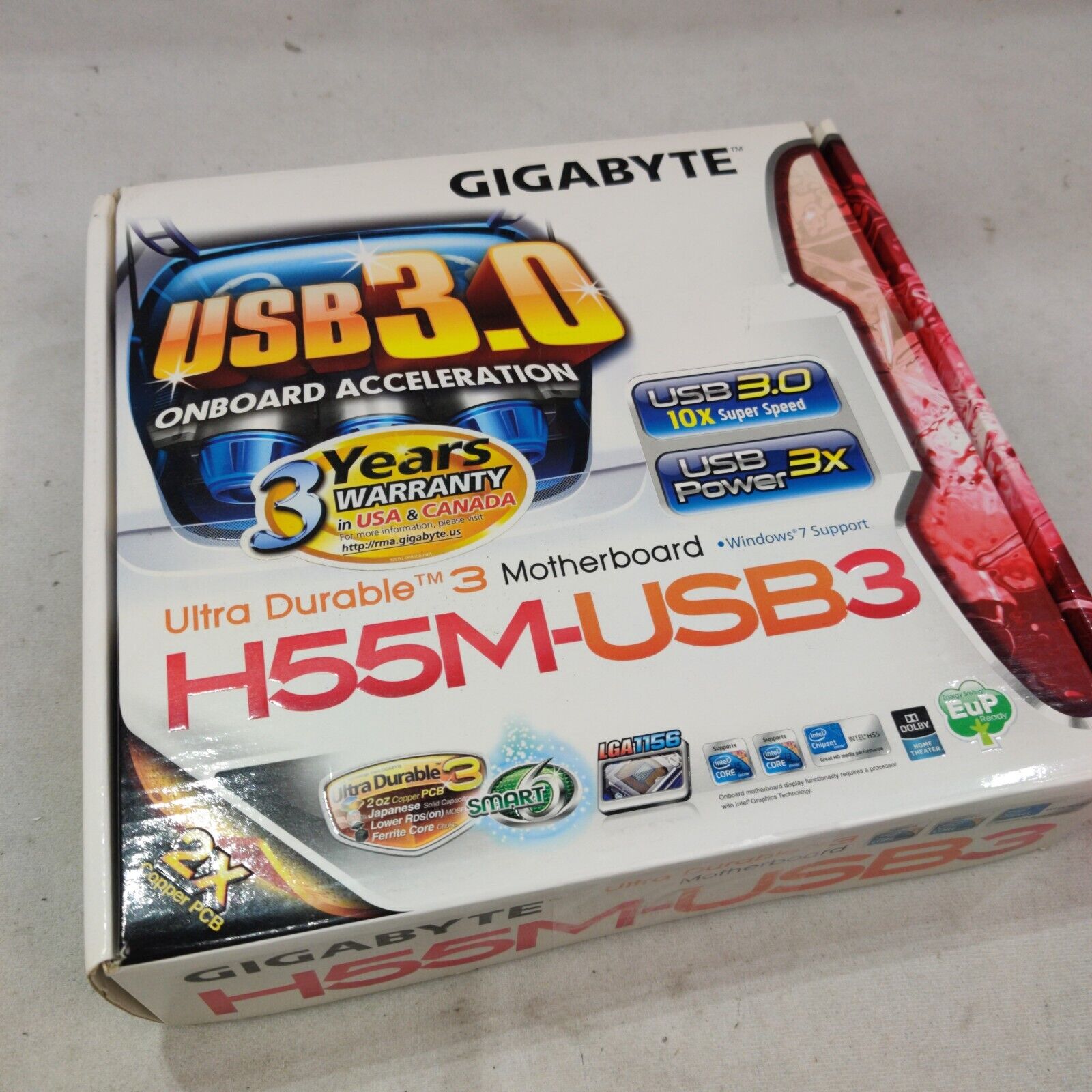 NEW SEALED Gigabyte GA-H55M-USB3 Motherboard with I/O Shield