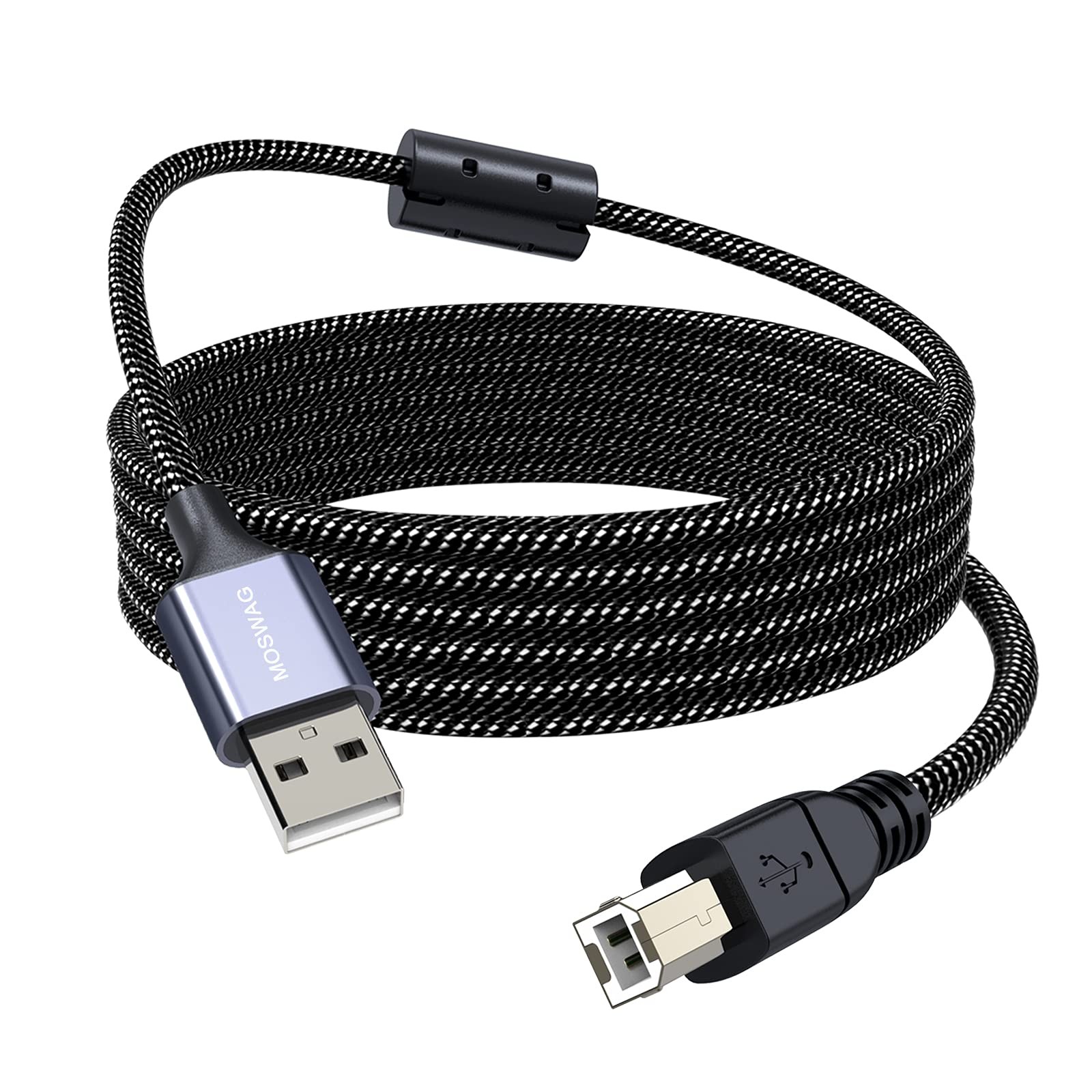 MOSWAG USB Printer Cable 10FT/3Meter Scanner 10FT/3Meter, Black 