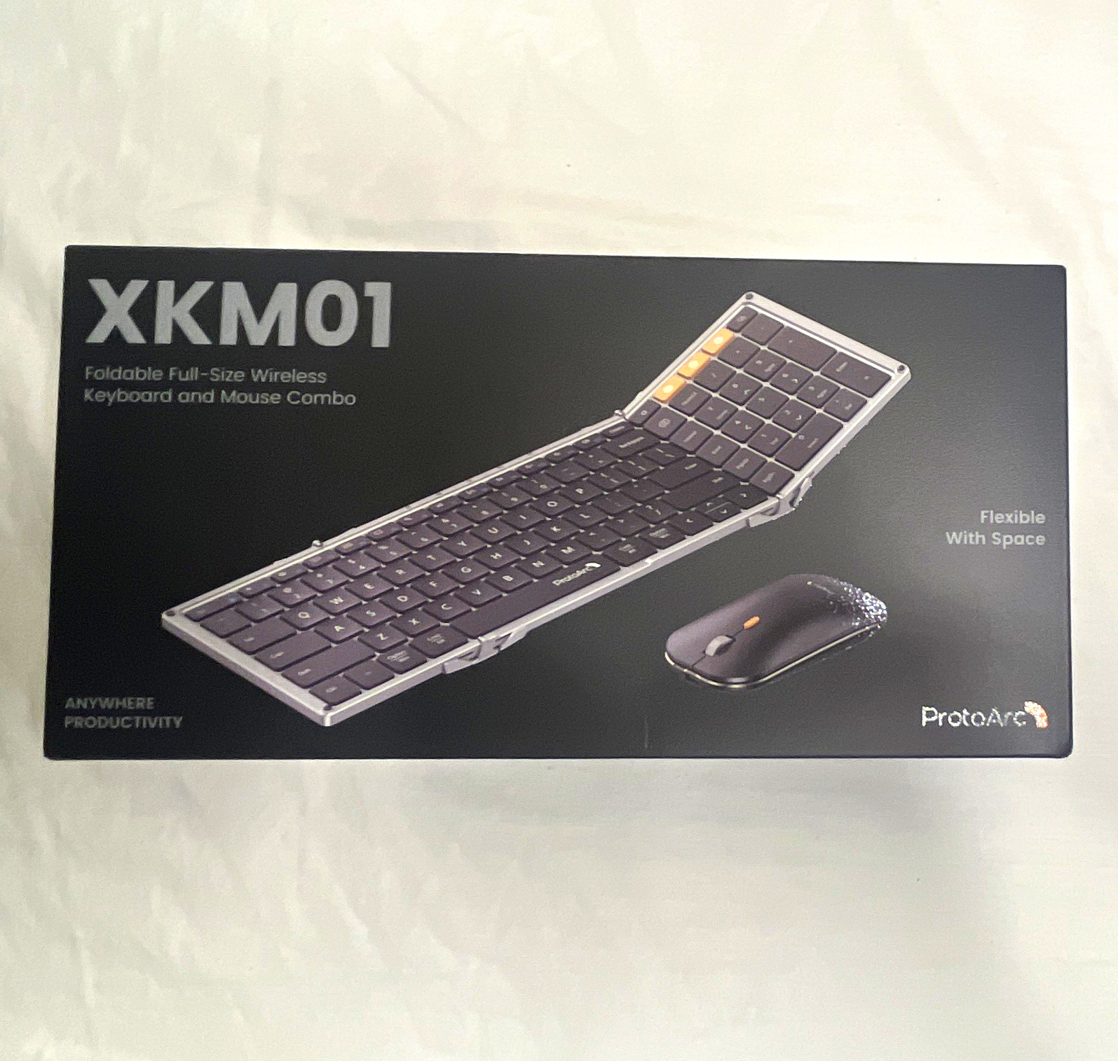 ProtoArc XKM01 Wireless Foldable Portable Full-Size QWERTY Keyboard Mouse Black