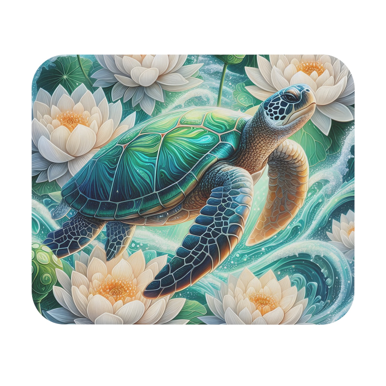 Serene Turtle Mouse Pad, Ocean Decor, Wildlife Gift, Workspace Accessory