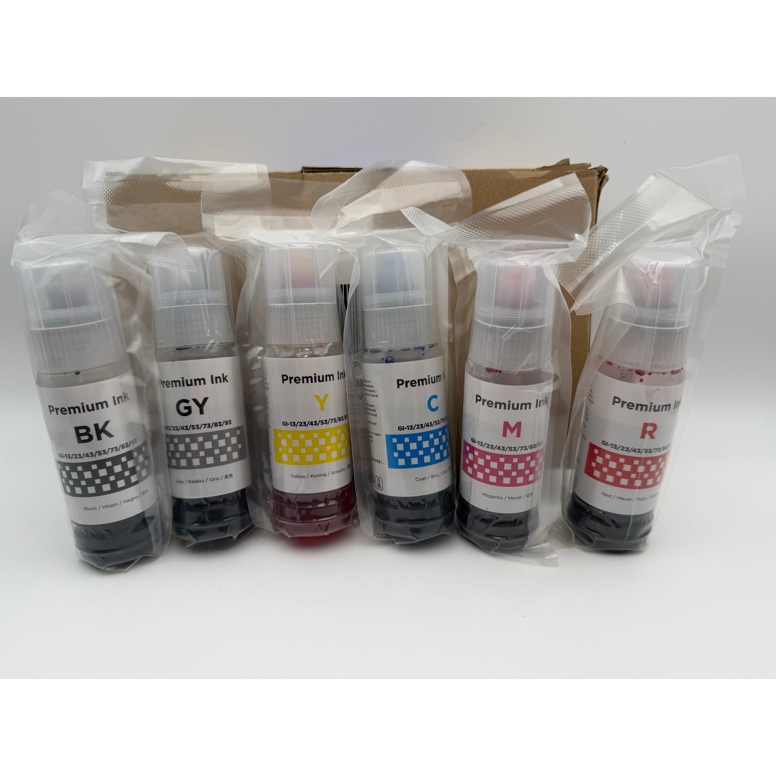 Msudoku 6 Pack Compatible Ink Refill GI-23 GI-43 GI-73 BK GY Y C M R Premium Ink