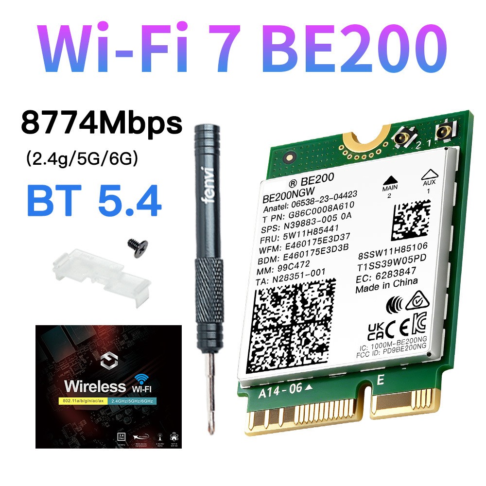 Intel BE200NGW Wi-Fi 7 M.2 NGFF Card Tri-band BT5.4 Wireless WiFi Adapter Laptop