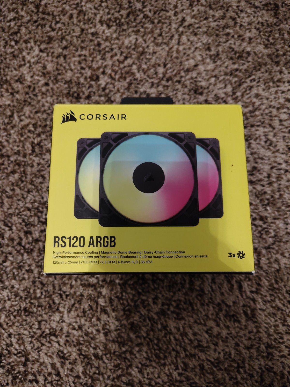 Corsair RS120 ARGB 120mm PWM Fans (Black, Triple Pack), CO-9050181-WW