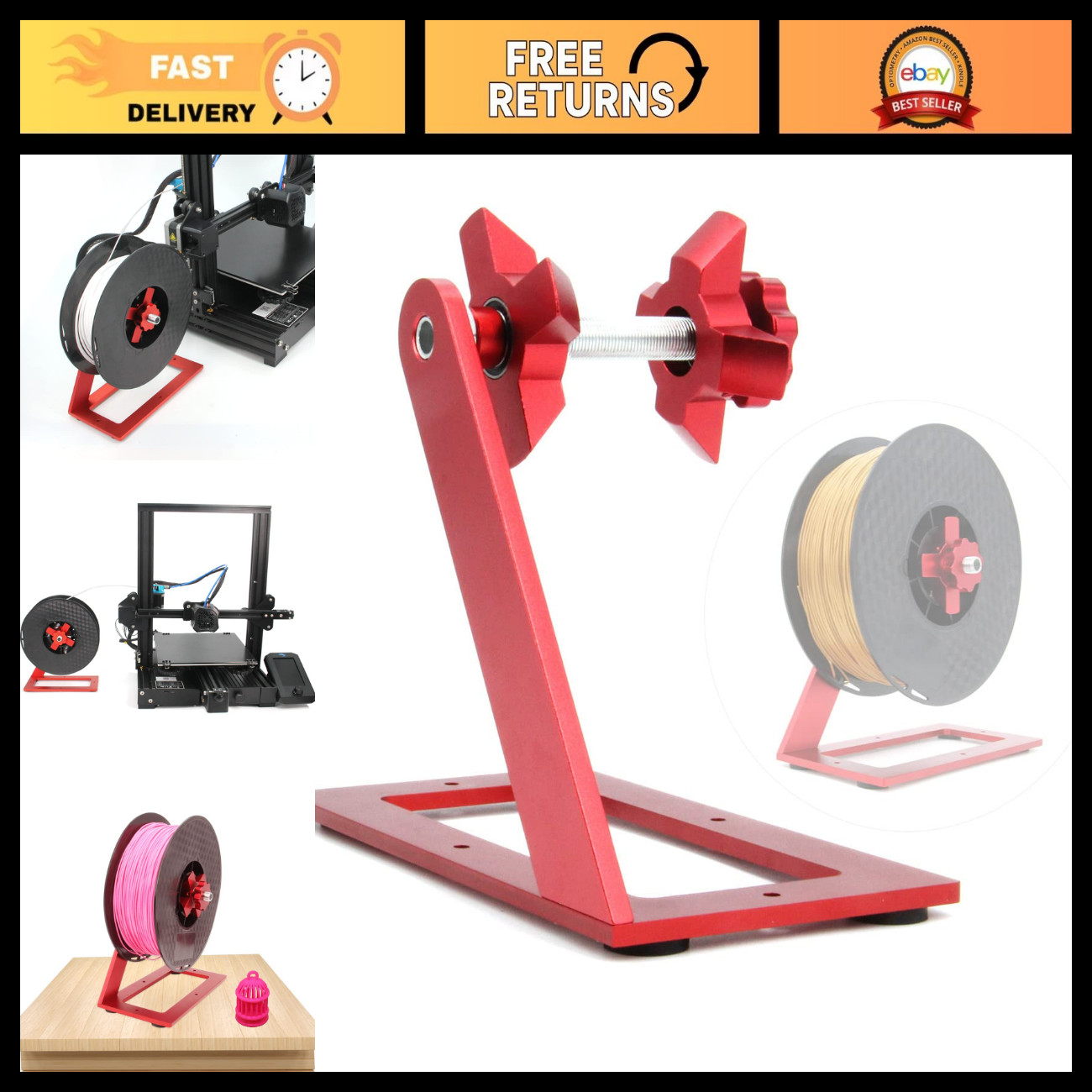 Rotatable Filament Spool Holder Kit with Base for Ender 3/5 & CR-10 3D Printers