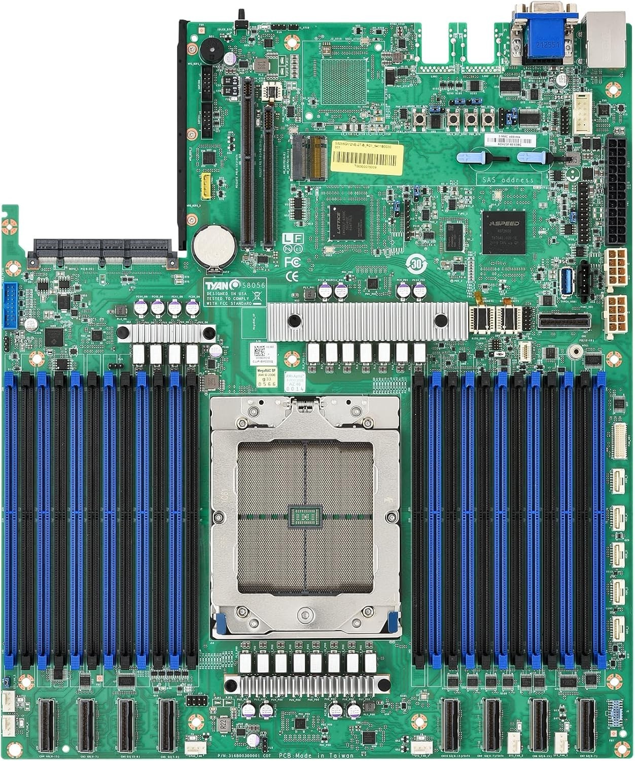 Tyan S8056GME Server Motherboard AMD EPYC 9004/24 DIMM/PCIe 5/M.2/16 SATA/8 MCIO