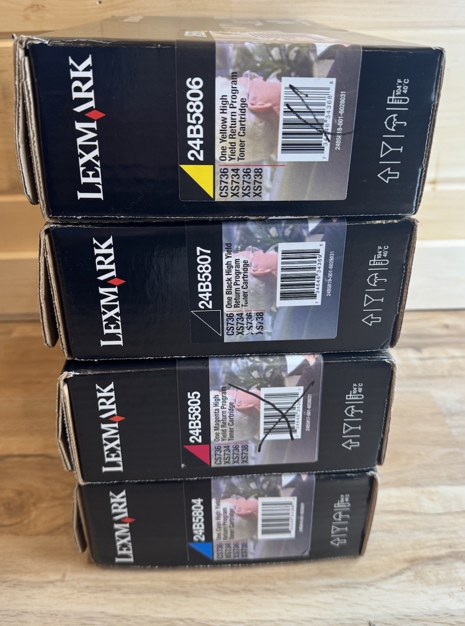 Lexmark 24B5804 24B5805 24B5806 24B5807 Genuine Set Toner Cartridges  New