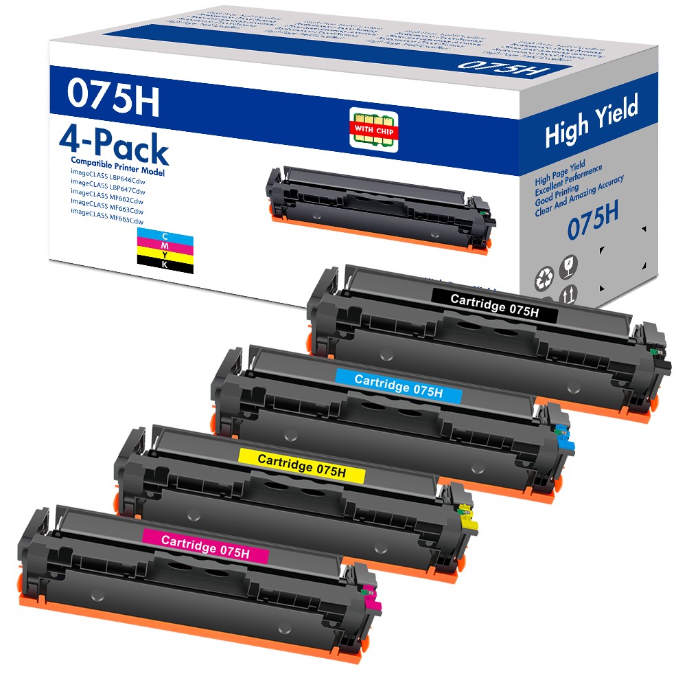  4 Pack 075H Toner Cartridge for Canon ImageCLASS MF660c LBP647Cdw LBP640c MF660
