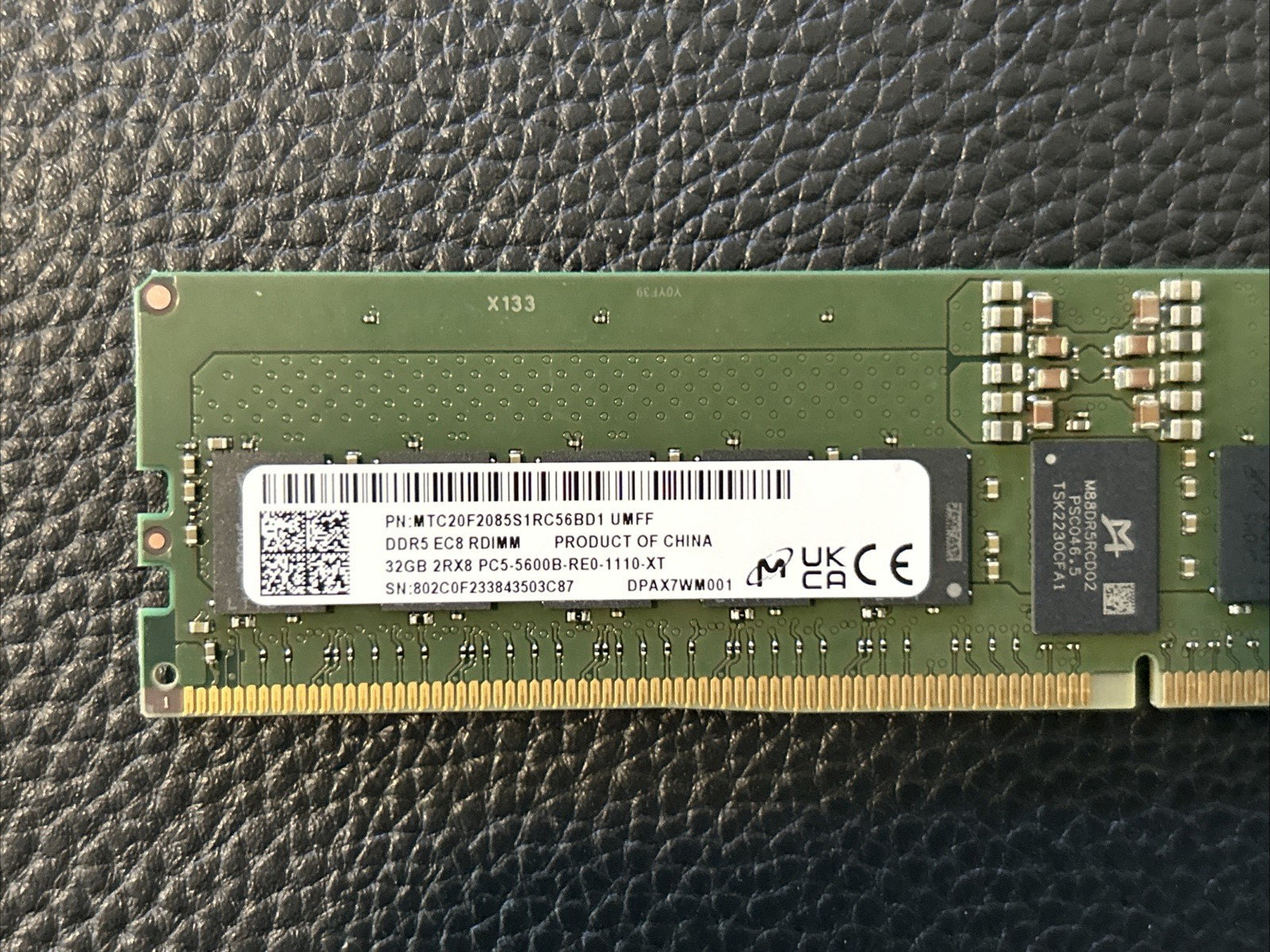 MTC20F2085S1RC56BD1 MICRON 32GB (1X32GB) 2RX8 PC5-5600B RDIMM MEMORY