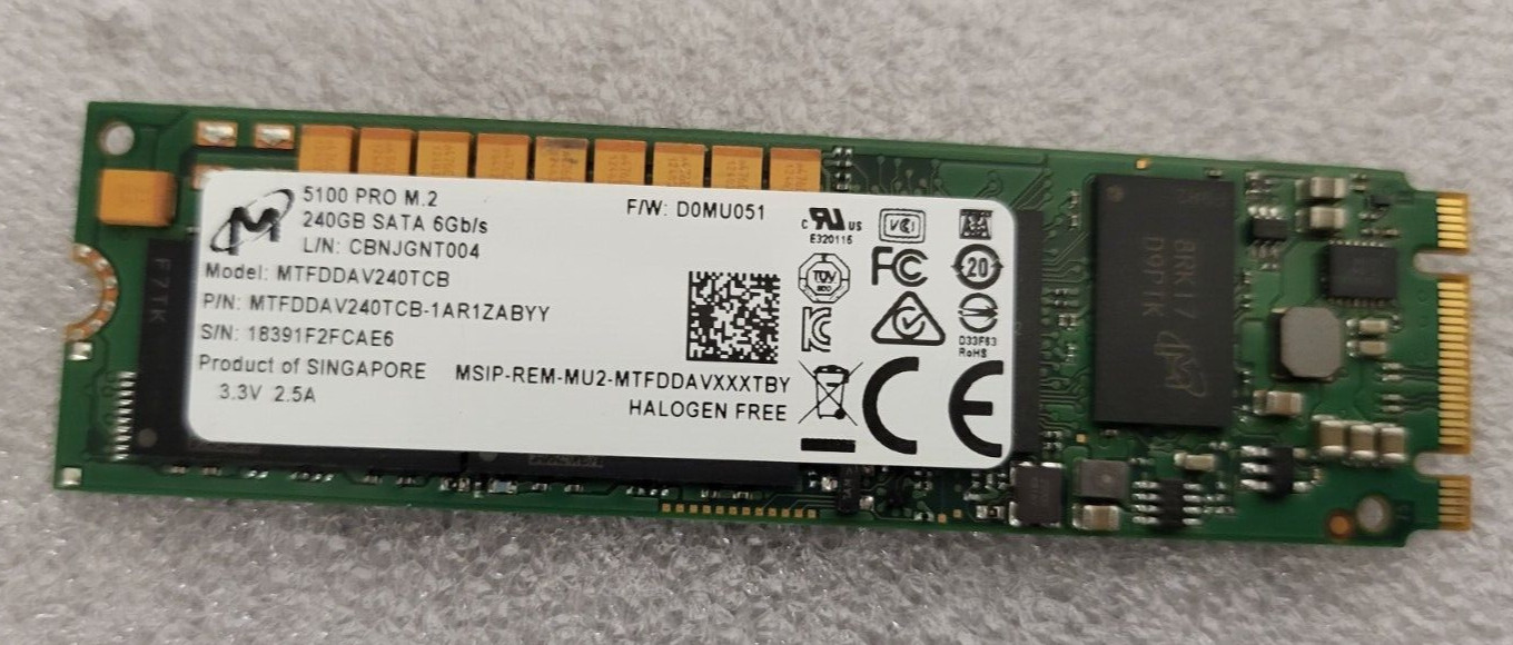 Dell Micron 240GB M.2 2280 SATA SSD MTFDDAV240TCB 0TC2RP TC2RP US SELLER