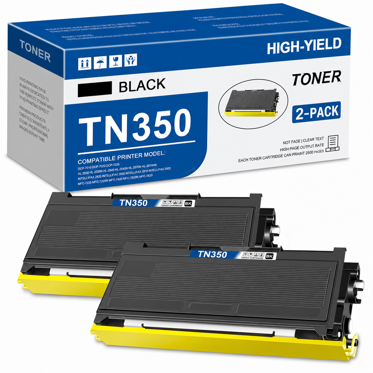 TN350 2PK Replacement 2BK Toner for DCP-7020 HL-2040 HL-2070N MFC-7220 MFC-7820N