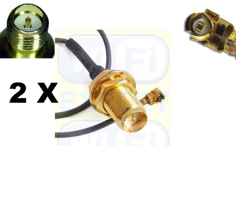 2X U.FL Mini PCI to RP-SMA Pigtail Antenna WiFi Cable 12 Inches (30cm) USA