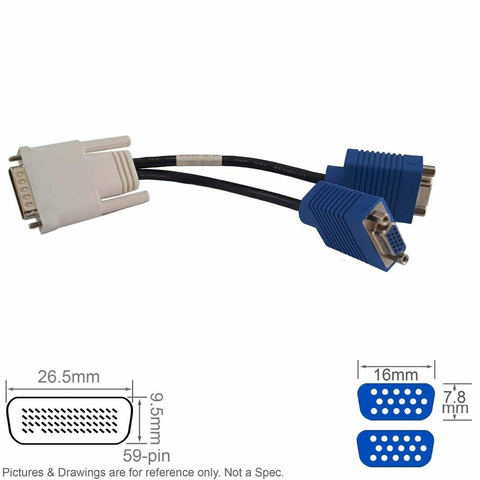 New HP 338285-008 Splitter Cable DMS-59 to Dual VGA 15Pin Female
