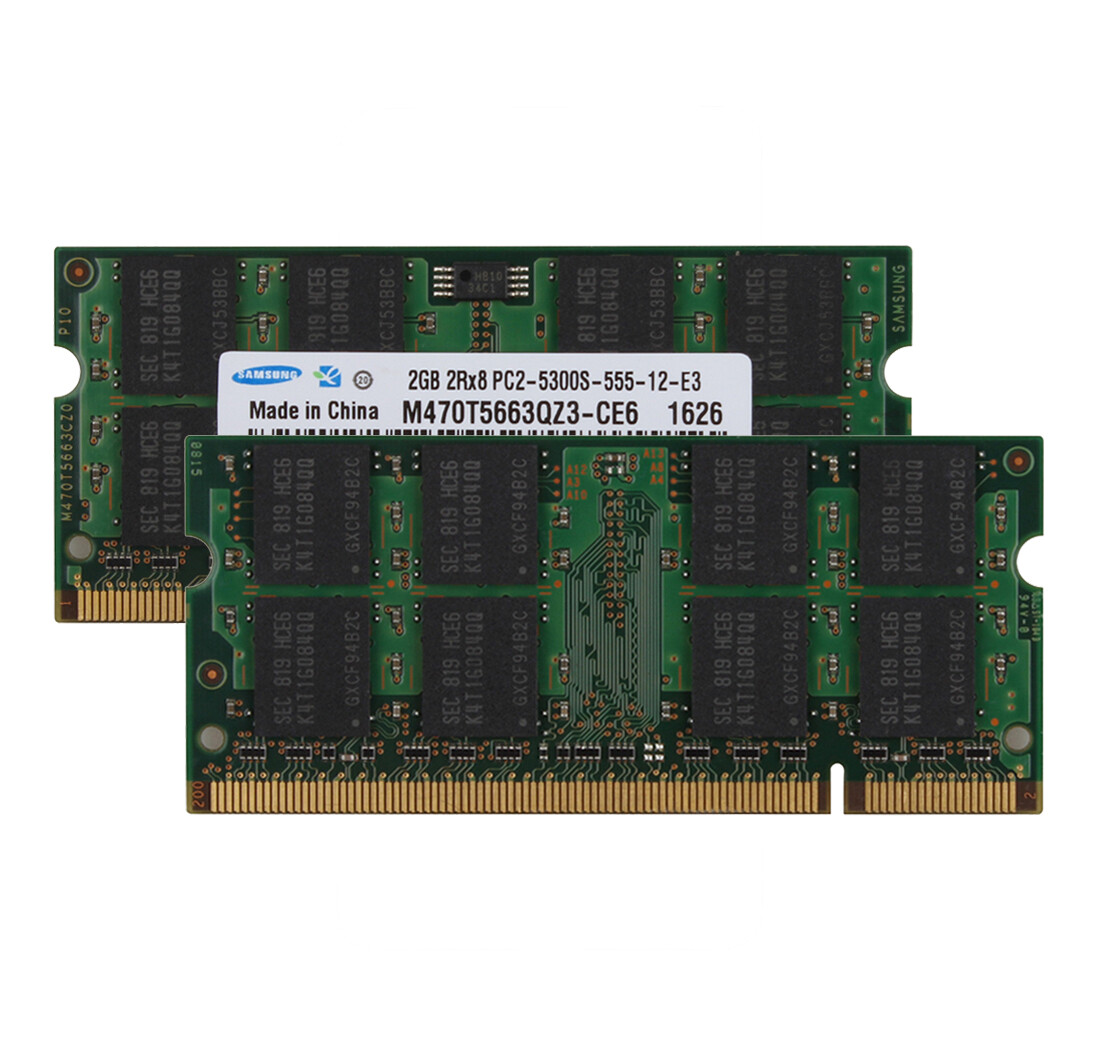 Samsung 4 GB DDR2 RAM 2PCS 2G PC2-5300S 2 GB  667Mhz 200pin Laptop Memory NONECC
