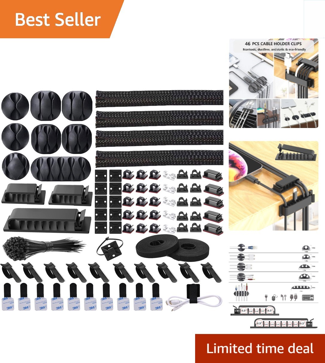 Versatile Cable Management Kit - 192 Pieces for Home and Office Organization