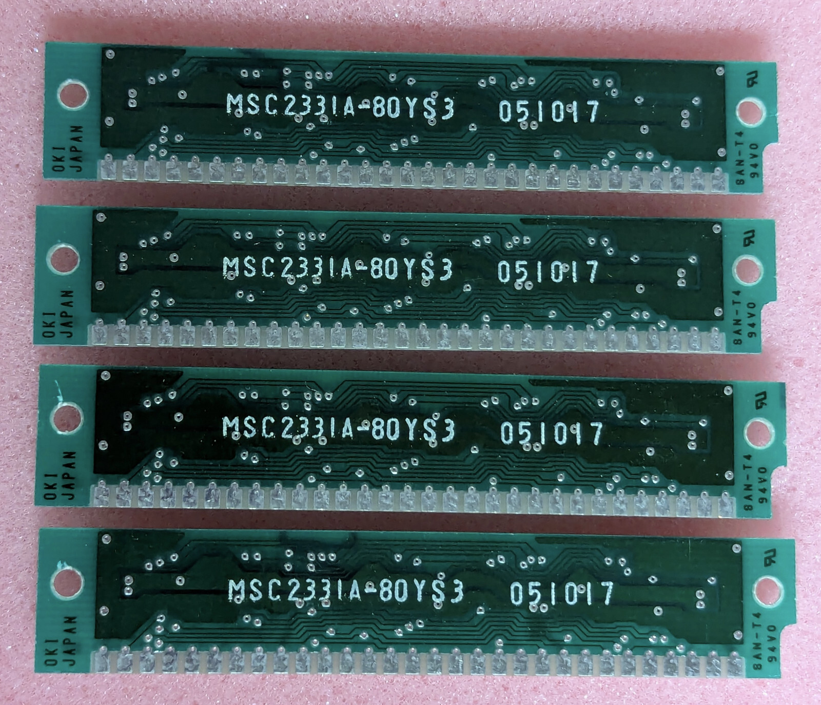 Lot of (4) OKI MSC2331A-80YS3 256KB 80NS 30 PIN SIMM RAM 3 CHIP (1MB Total)