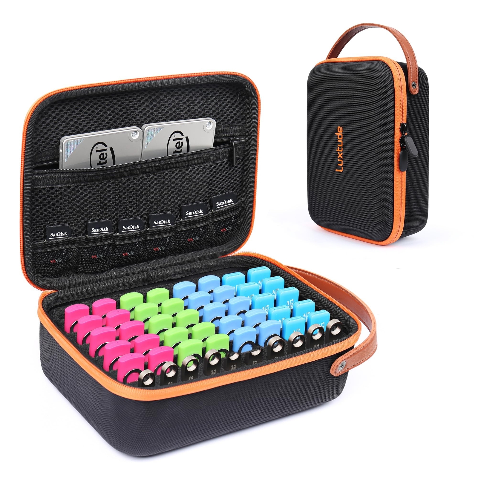 Luxtude Flash Drive Case - 61 Slot USB Holder for Samsung, Sandisk, mosDART 8...