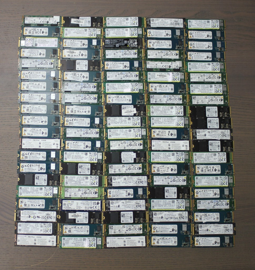 100pcs 2280 NVMe M.2 SSD 512GB – 100% Health, Low Hours, Major Brand New Pulls