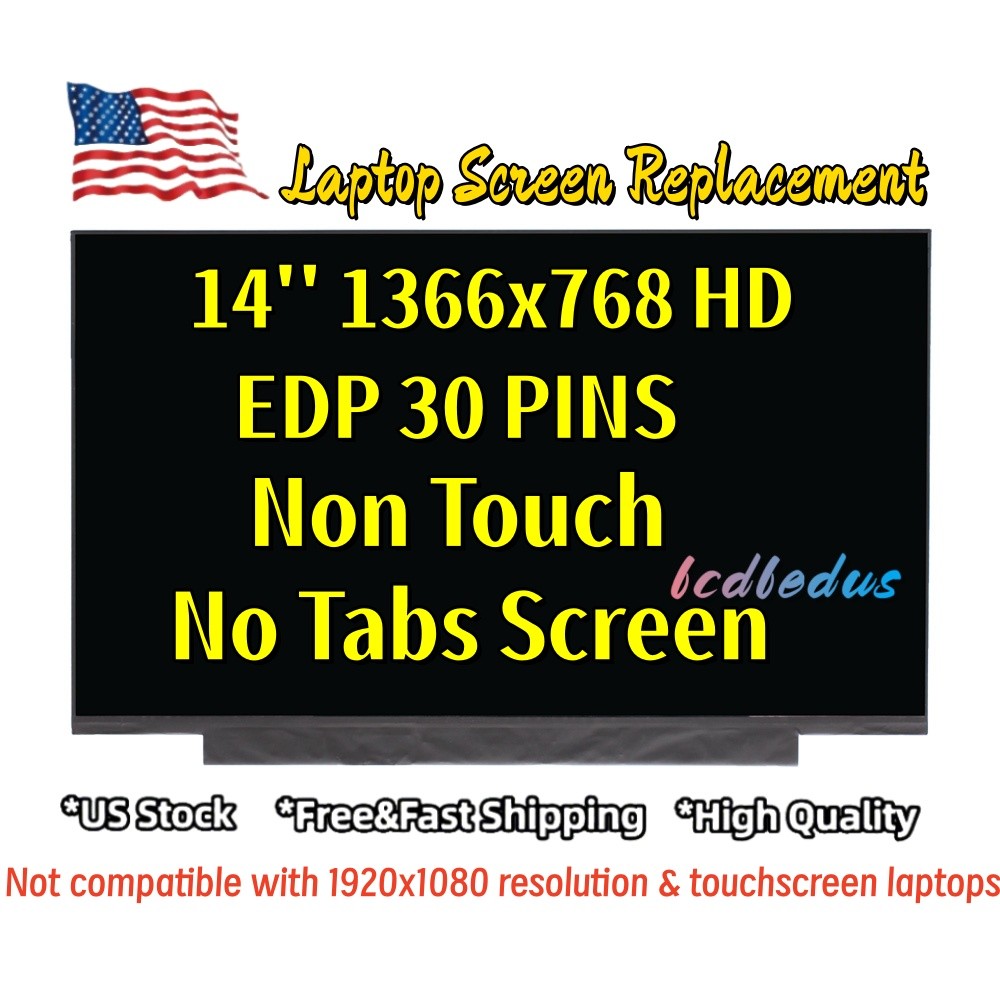 14" HD 30 Pin LCD Screen N35730-001 For HP Chromebook 14A-NA0010NR 14A-NA0020NR