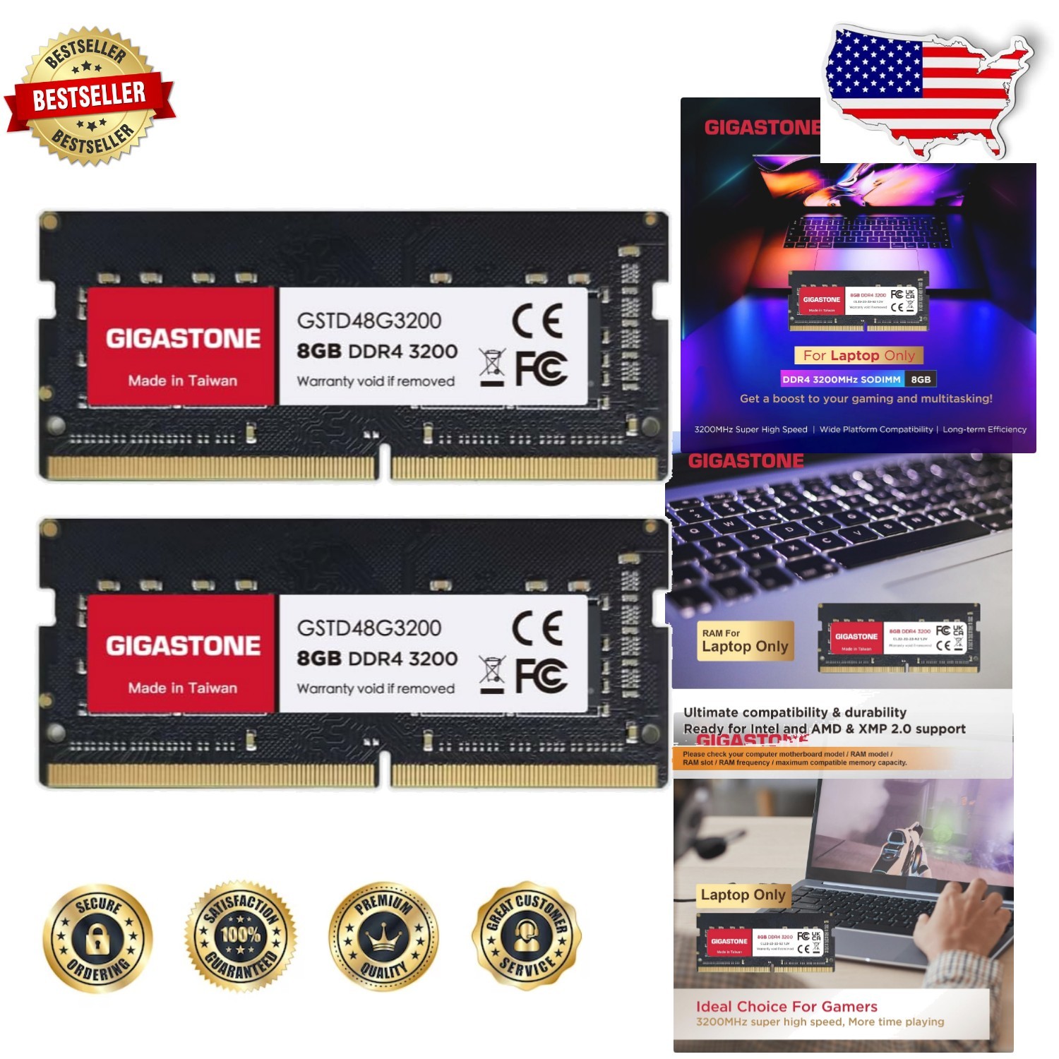High-Speed 16GB DDR4 SODIMM RAM 2x8GB 3200MHz Laptop Memory Upgrade