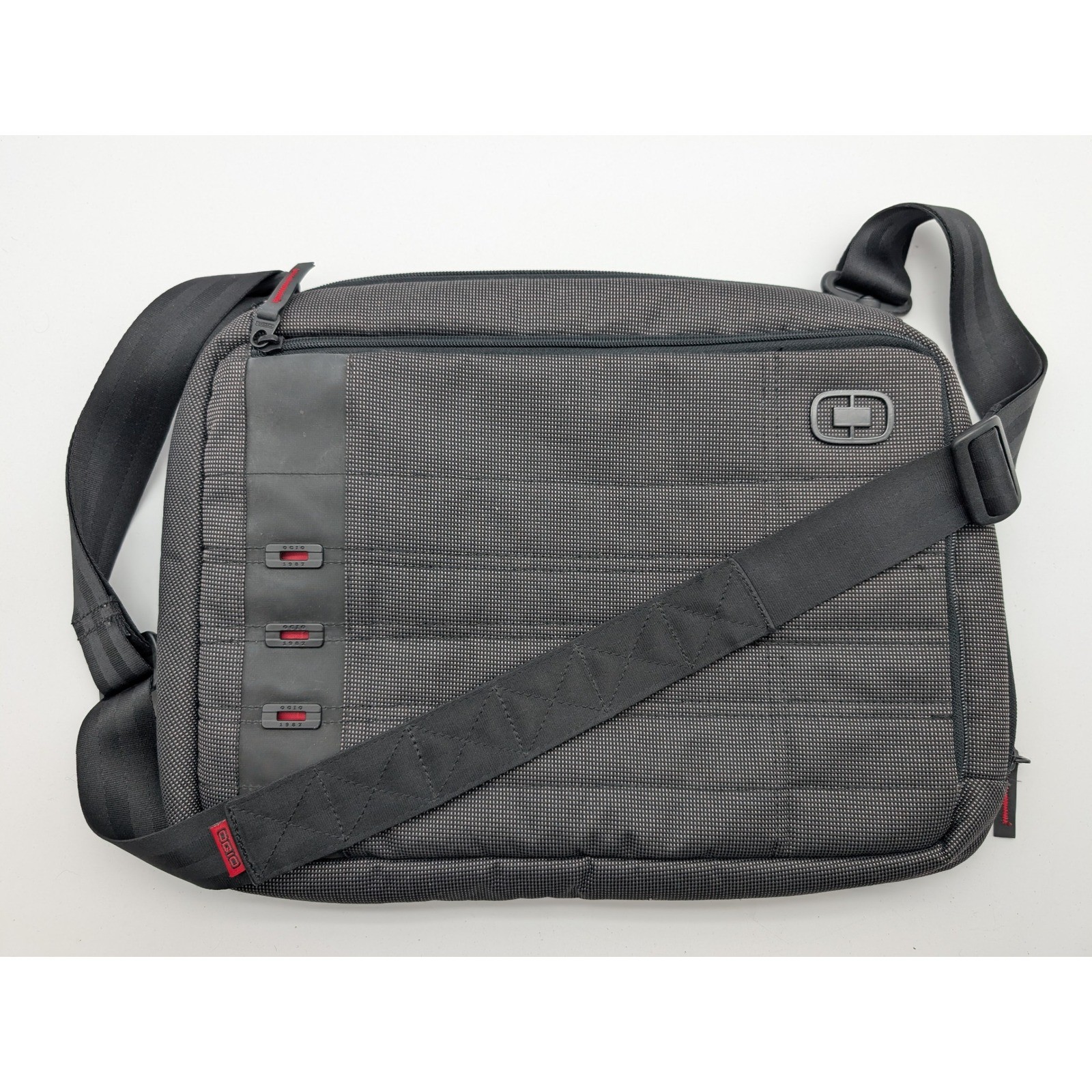 OGIO International Messenger Bag Gray Crosshatch Laptop Shoulder Bag Padded