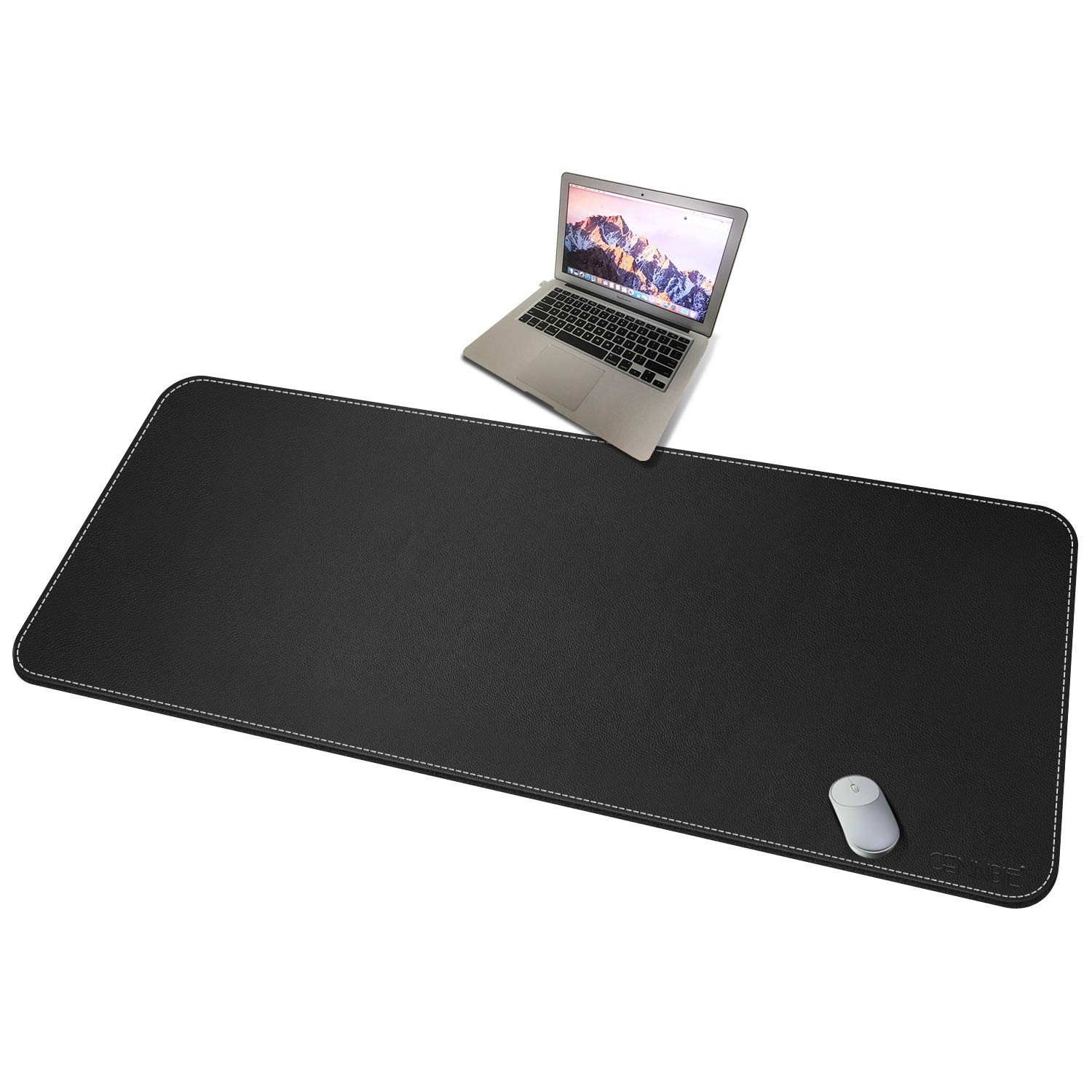 XXL Black PU Leather Desk Mat 59 x 27.5 Inch Waterproof Full Desk Pad